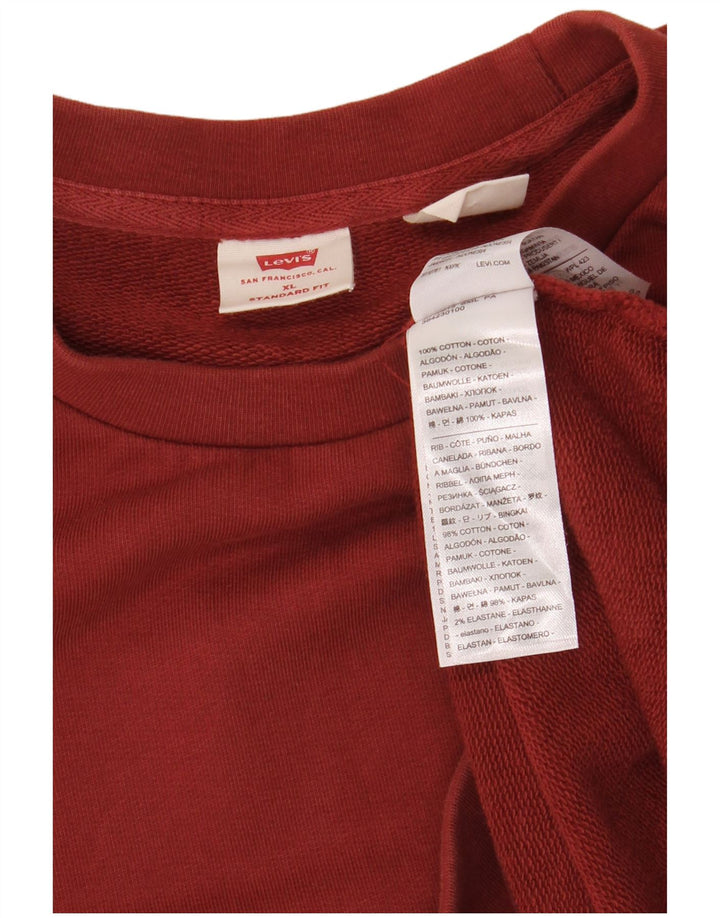 Мужской джемпер стандартного кроя с графикой LEVI'S, темно-бордовый хлопок, размер XL