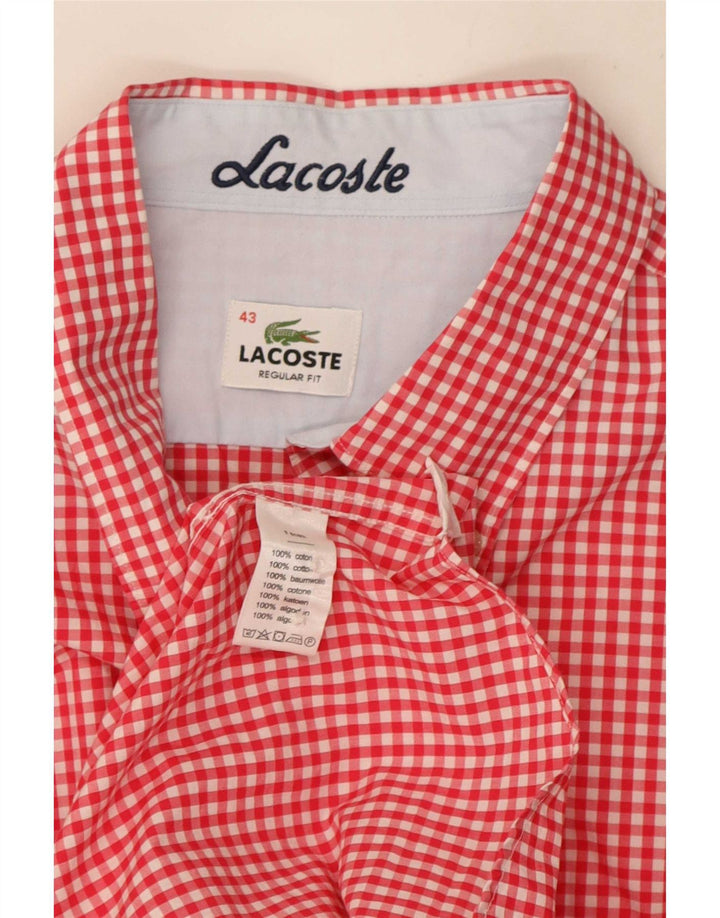 Мужская рубашка стандартного кроя Lacoste, размер 43, большая красная клетчатая ткань, хлопок
