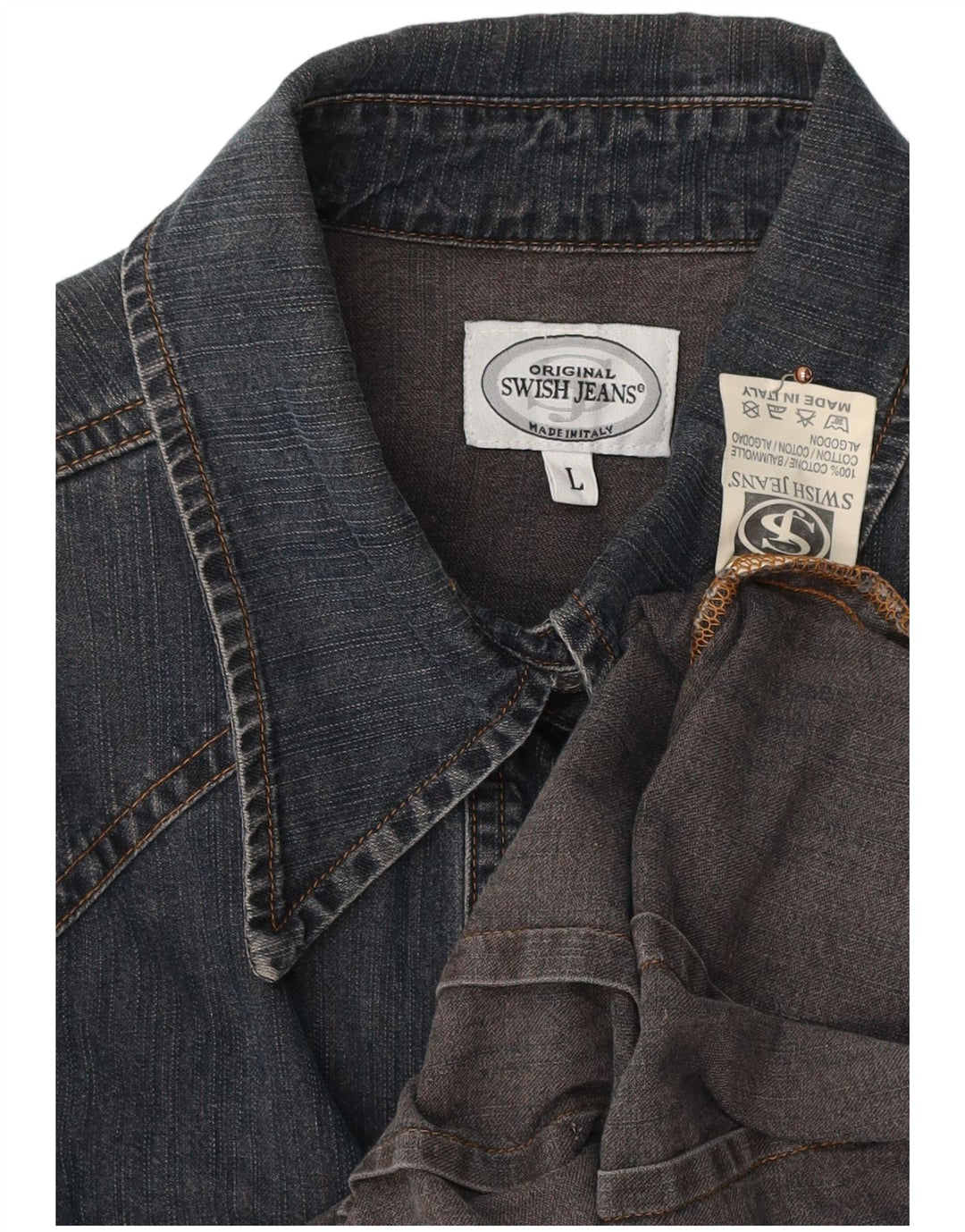 Женская джинсовая рубашка SWISH UK 14, большой размер, темно-синий, хлопок