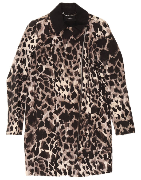 Женское пальто Karen Millen UK 6 XS, черный хлопок с животным принтом
