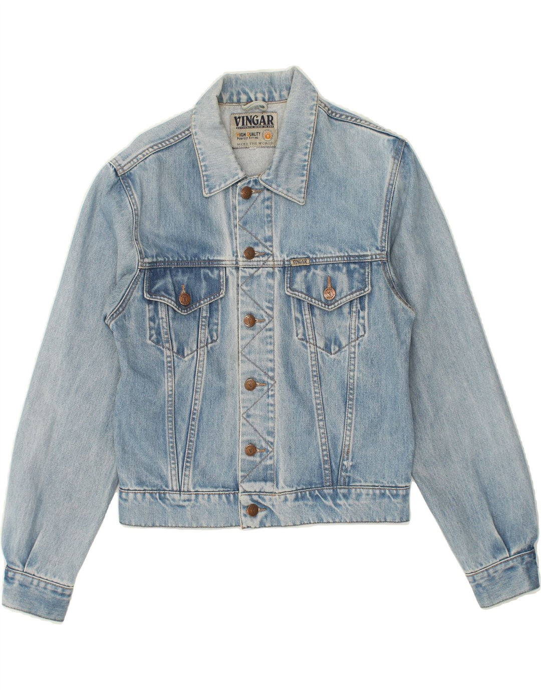VINGAR Womens Denim Jacket UK 10 Small Blue Vintage Vingar and Second-Hand Vingar from Messina Hembry 