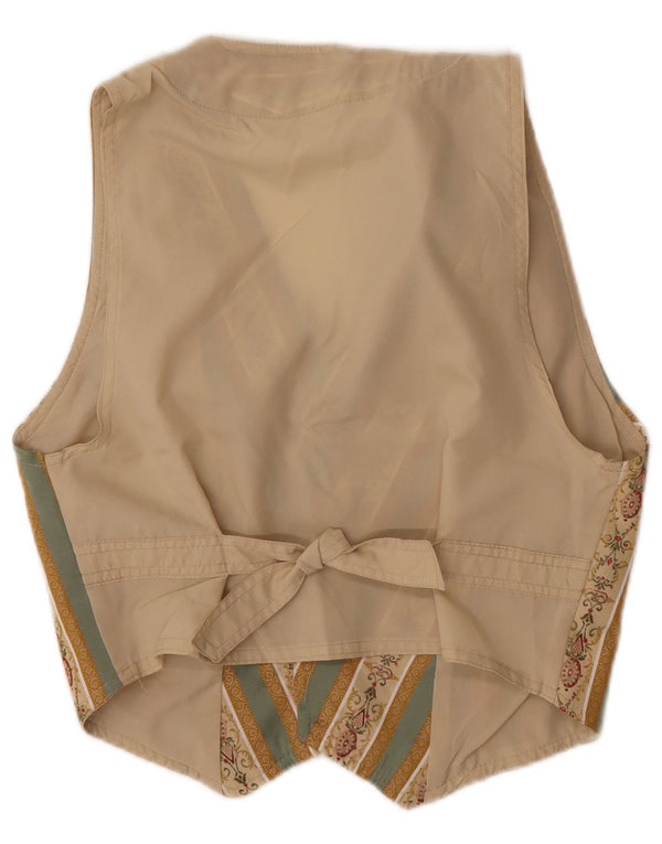 ВИНТАЖНЫЙ женский жилет UK 10, маленький, бежевый, хлопок Fair Isle