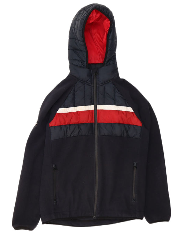 Мужская куртка-бомбер Superdry с капюшоном UK 38, средний темно-синий с цветными блоками