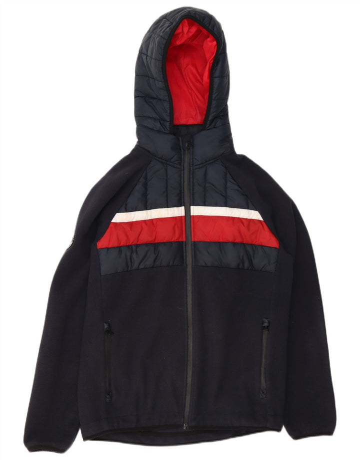 Мужская куртка-бомбер Superdry с капюшоном UK 38, средний темно-синий с цветными блоками