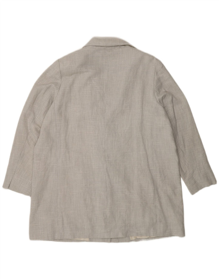 Женское двубортное пальто Marks & Spencer UK 20 2XL синее в клетку из полиэстера