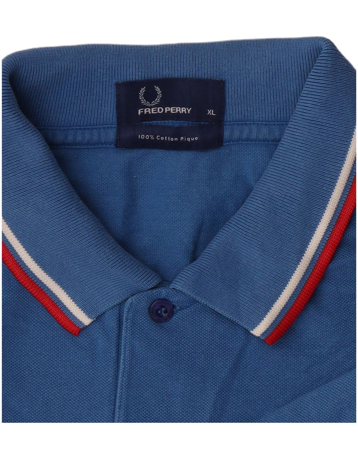 Мужская рубашка-поло Fred Perry XL, хлопковая синяя полоска