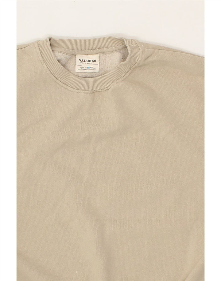 PULL & BEAR Womens Oversized Sweatshirt Jumper UK 10 Small Beige Cotton Vintage Pull & Bear and Second-Hand Pull & Bear from Messina Hembry 