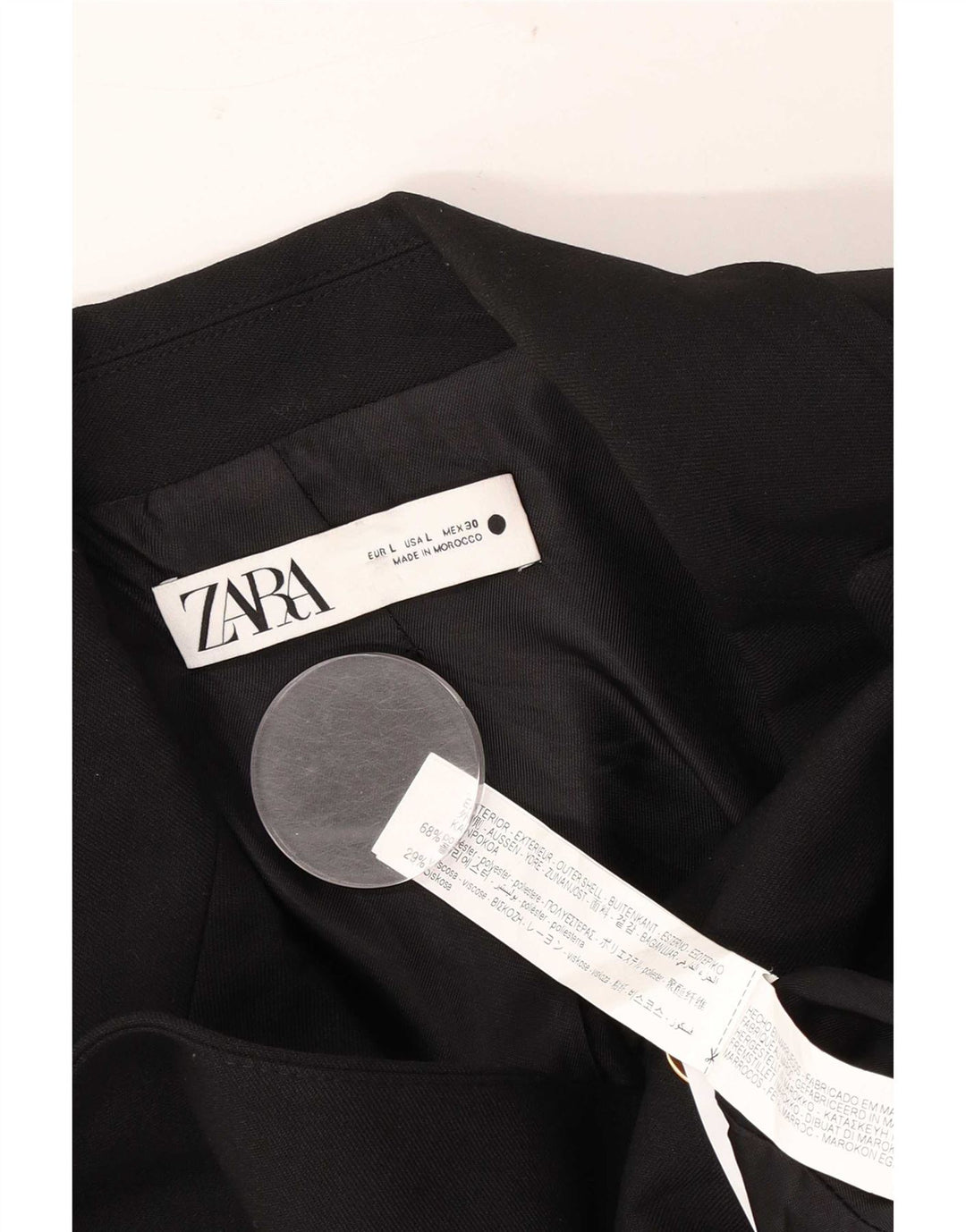 Женский двубортный пиджак Zara UK 16, большой черный полиэстер