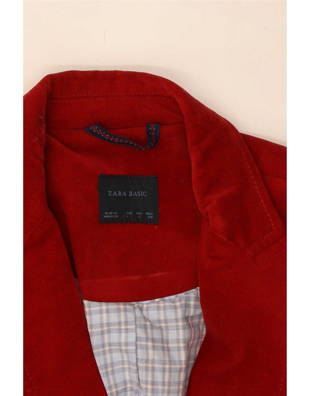 Женский бархатный пиджак Zara на 1 пуговице, Великобритания 14, большой красный хлопок
