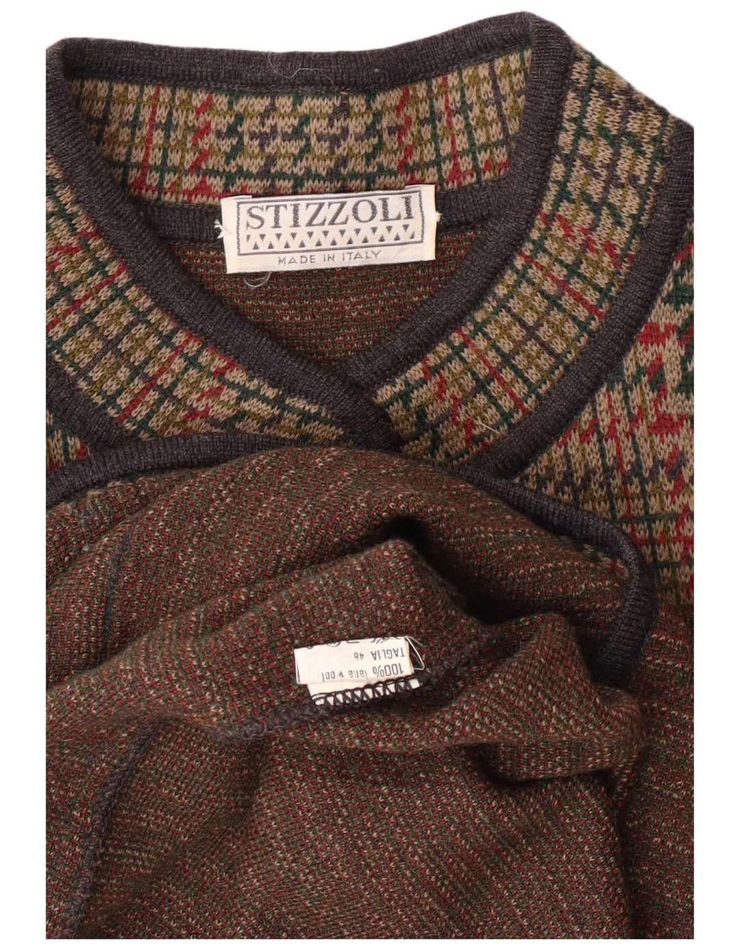 STIZZOLI Женский вязаный пиджак на 6 пуговицах IT 48 XL Коричневый с узором «гусиные лапки»