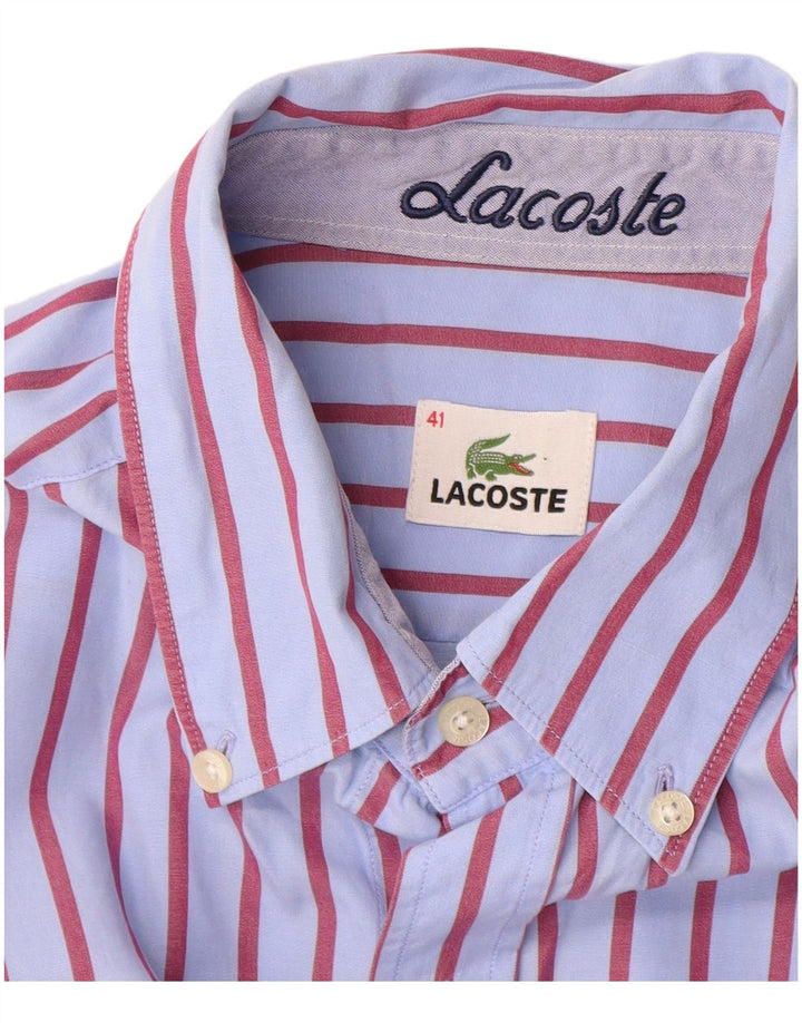Мужская рубашка Lacoste, размер 41, большая синяя хлопковая полоска