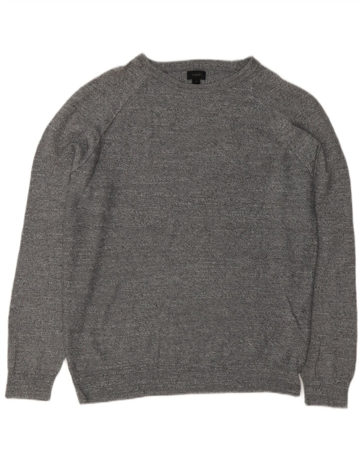 Мужской джемпер с круглым вырезом J. Crew, хлопковый свитер среднего серого цвета с крапинками