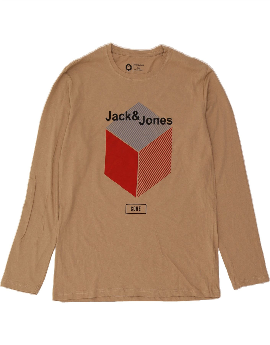 JACK & JONES Mens Graphic Top Long Sleeve Large Beige Cotton Vintage Jack & Jones and Second-Hand Jack & Jones from Messina Hembry 