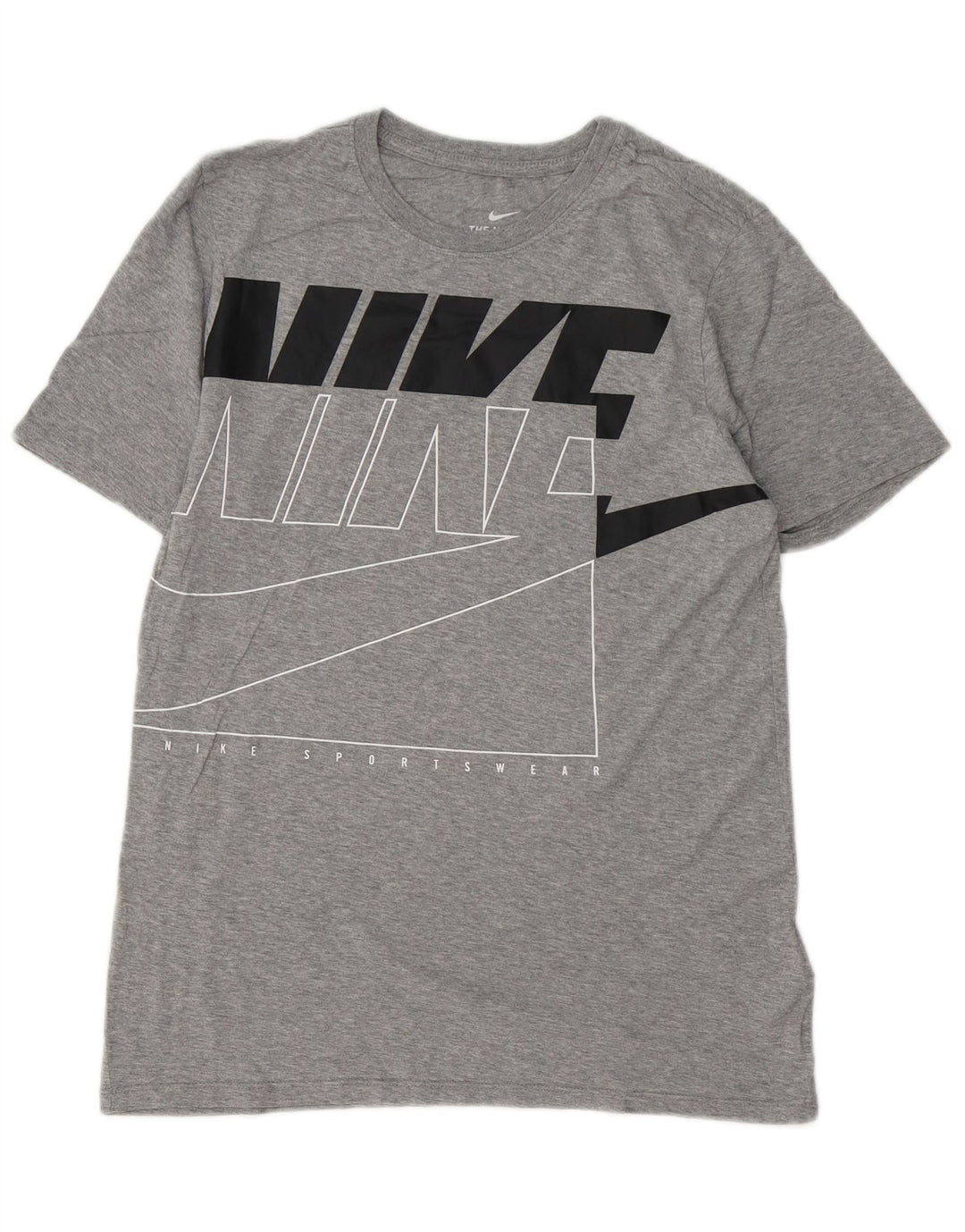 Мужская футболка с рисунком NIKE Athletic Fit, маленький серый хлопковый топ