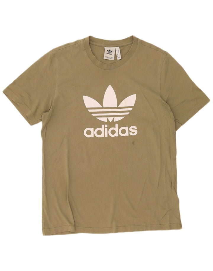 Мужская футболка Adidas с рисунком, средний цвет, хаки, хлопок