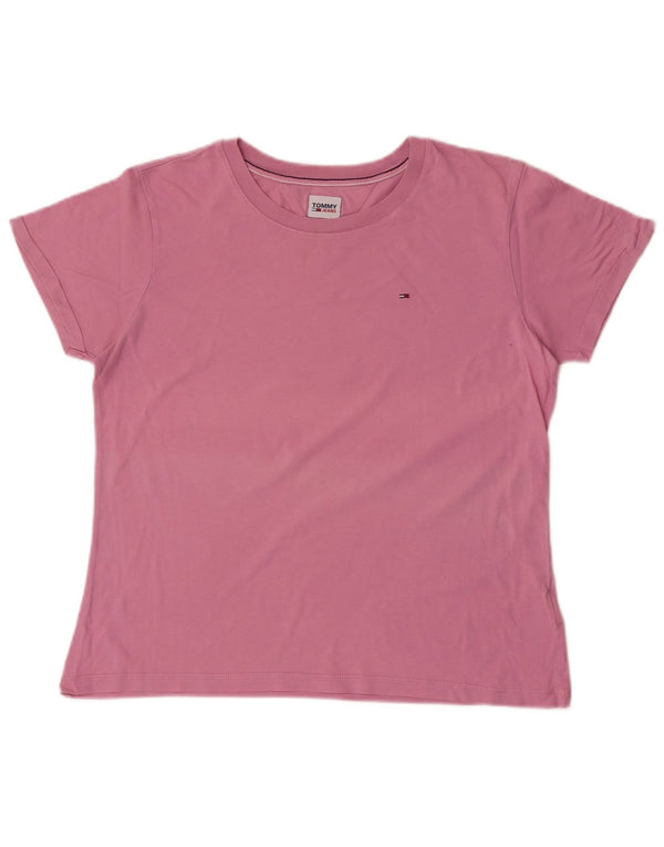 Женская футболка Tommy Hilfiger Top UK 14, большой розовый хлопок