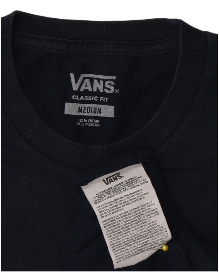 Мужская футболка классического кроя Vans, темно-синий, хлопковый топ среднего размера