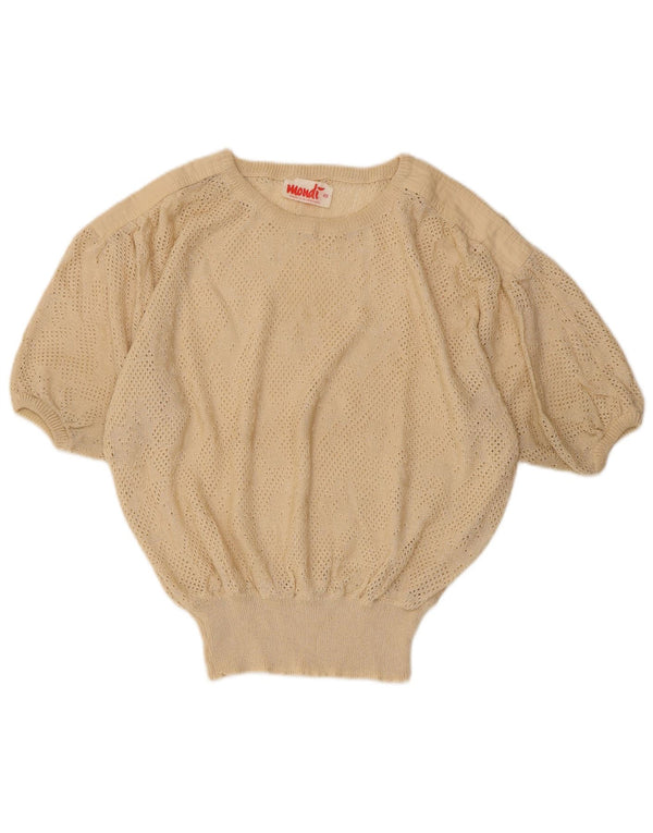 MONDI Womens Batwing Crew Neck Jumper Sweater EU 40 Medium Beige