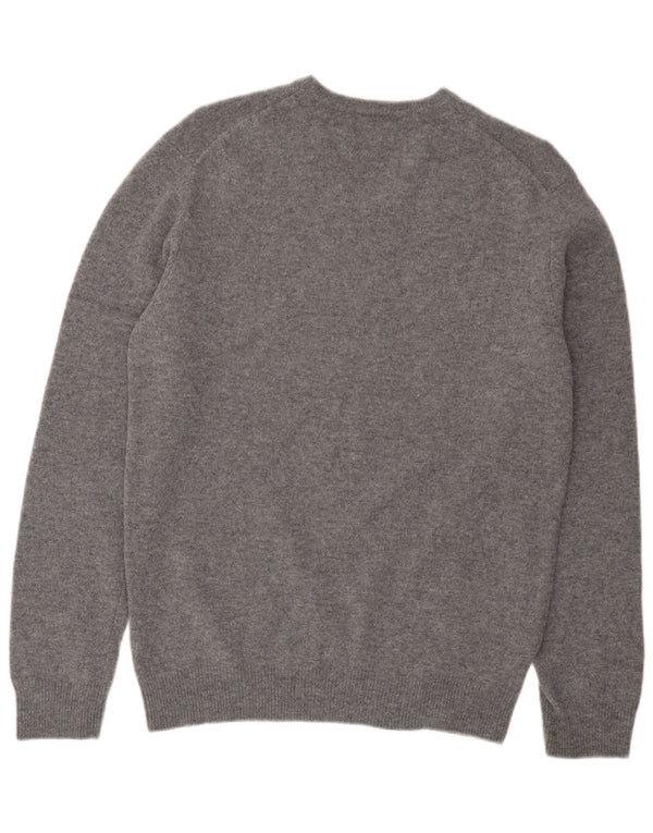 Giesswein Mens V-Neck Jumper Sweater UK 44 XL Grey Wool