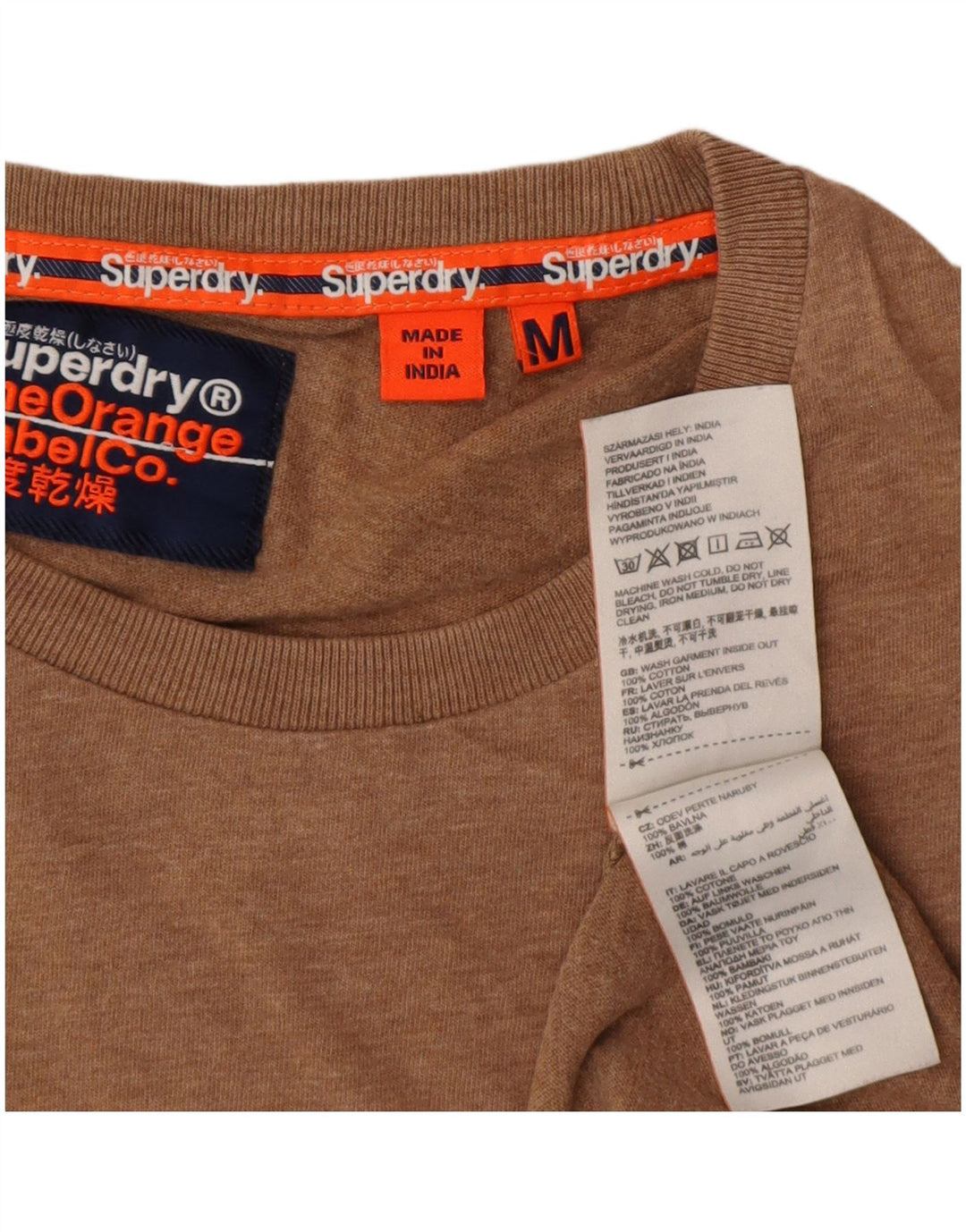 Мужская футболка Superdry Top из хлопка среднего коричневого цвета