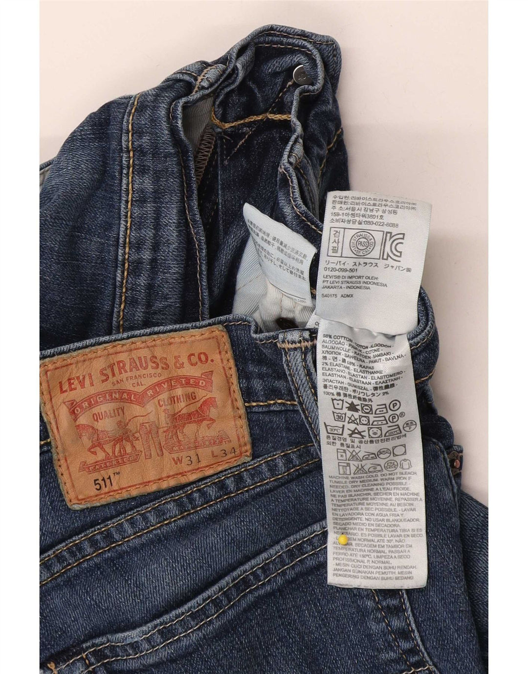 Мужские джинсы Levi's Slim 511 W31 L34 синие, хлопок