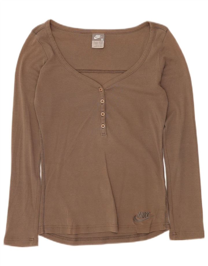 Женский топ NIKE с длинным рукавом, Великобритания, 8/10, маленький, серый, хлопковый