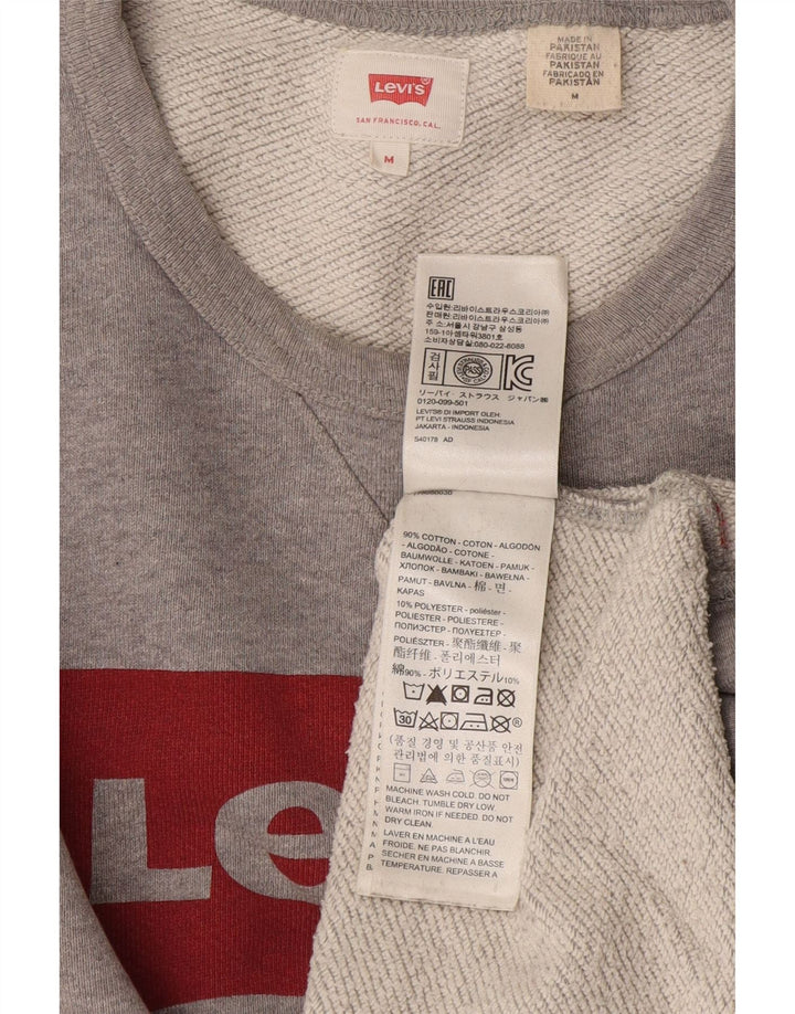 Мужской свитшот с рисунком Levi's, хлопковый джемпер среднего серого цвета