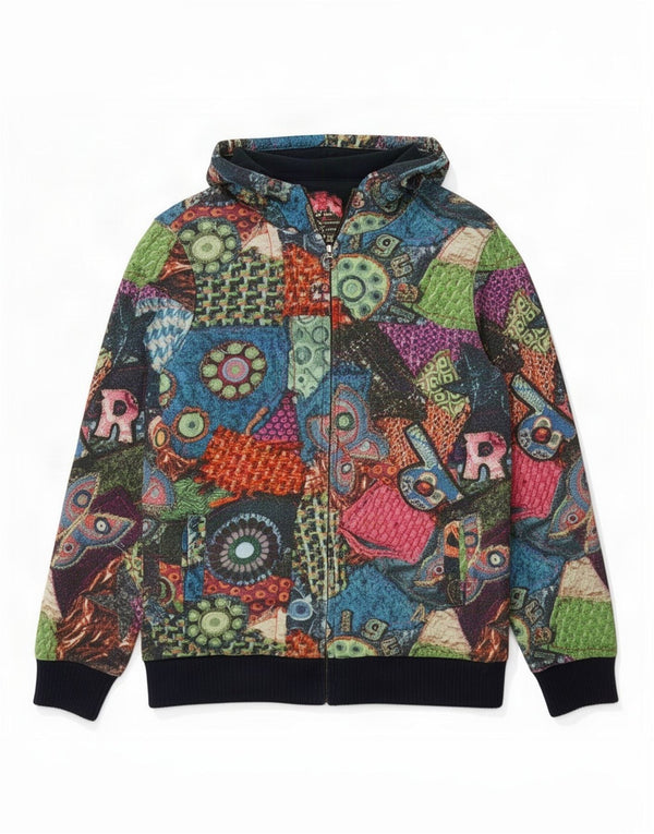 Женский свитер с капюшоном на молнии Desigual UK 14, большой, разноцветный