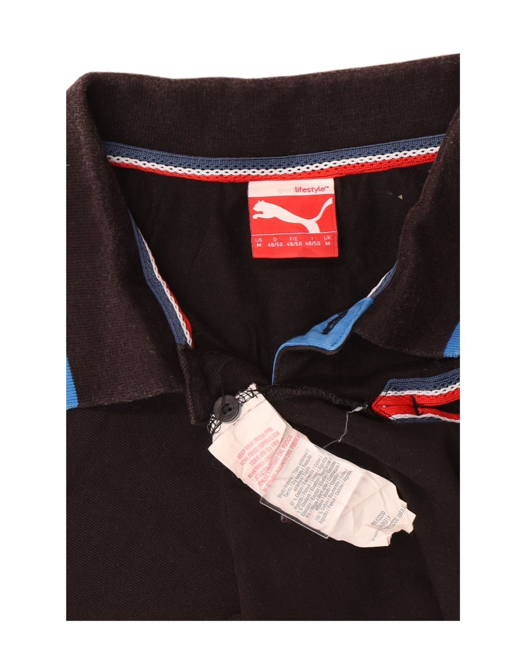 PUMA Mens Polo Shirt Medium Black Cotton