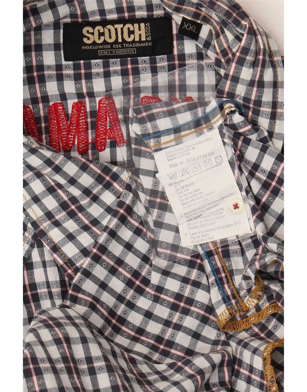 Мужская рубашка с рисунком Scotch & Soda 2XL, черный хлопок в клетку