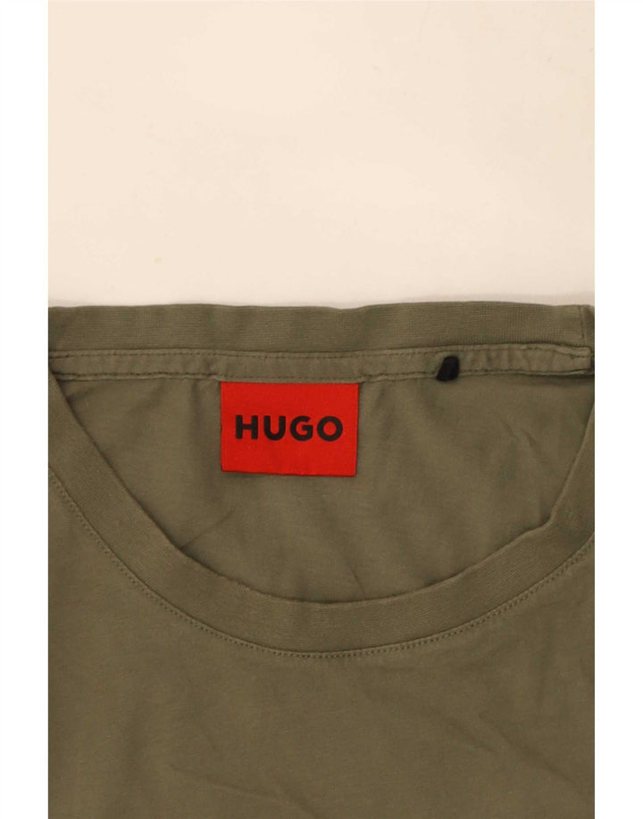 Мужская футболка с рисунком Hugo Boss, большой цвет хаки