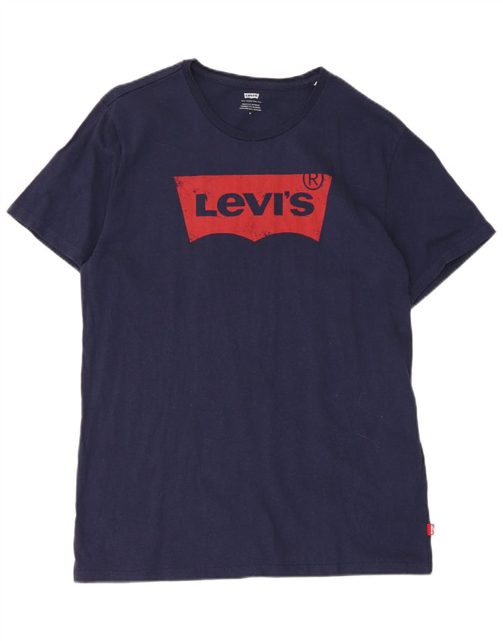 Мужская футболка с рисунком Levi's, топ среднего размера, темно-синий, хлопок