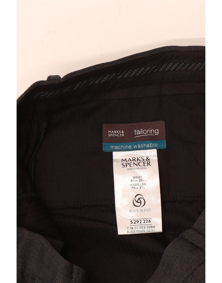 Мужские прямые костюмные брюки Marks & Spencer W32 L31 серые из полиэстера