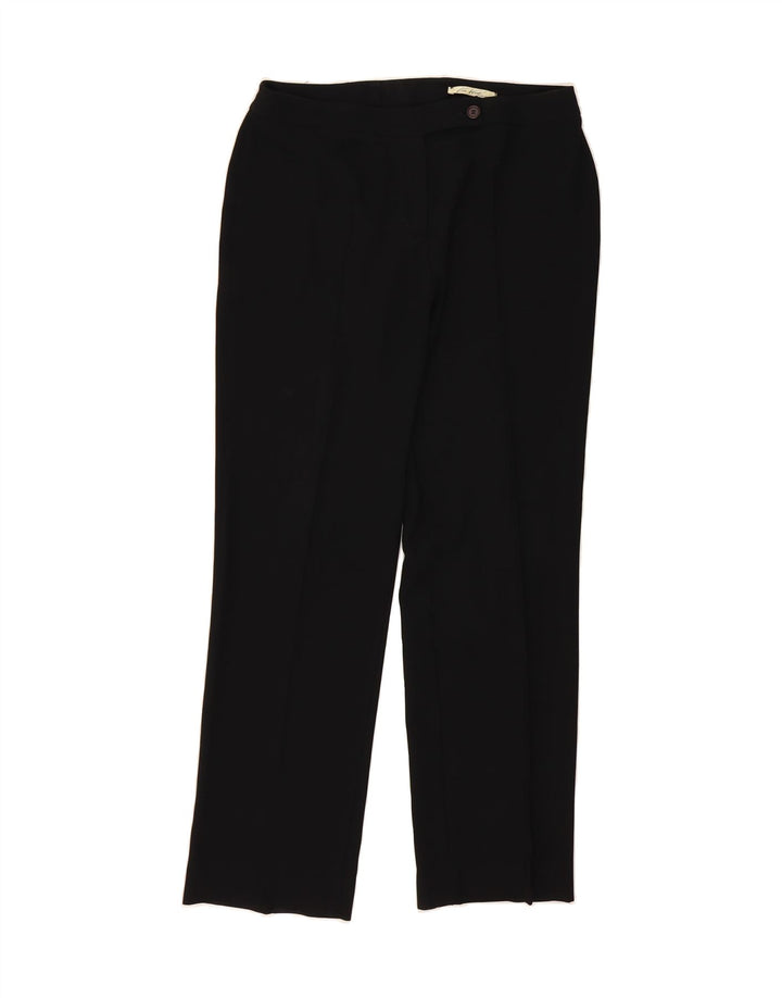 VINTAGE Womens Straight Suit Trousers IT 46 Large W36 L32 Black Polyester Vintage Vintage and Second-Hand Vintage from Messina Hembry 