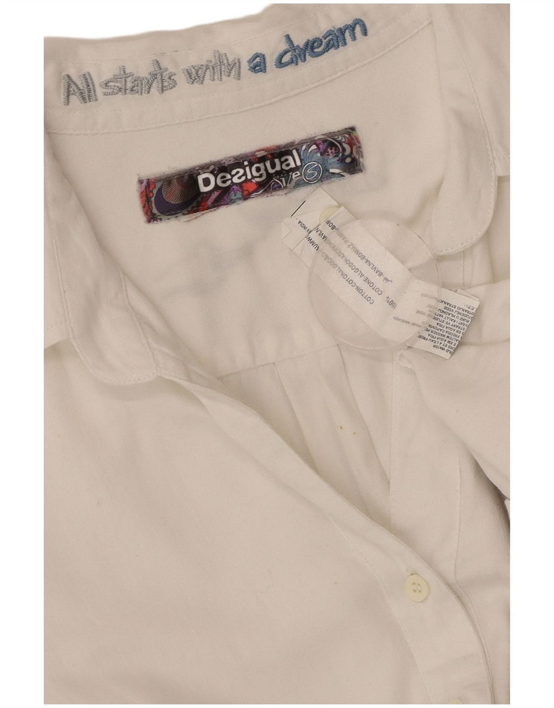 Женская рубашка с рисунком DESIGUAL UK 10, маленькая белая хлопковая рубашка с цветочным принтом