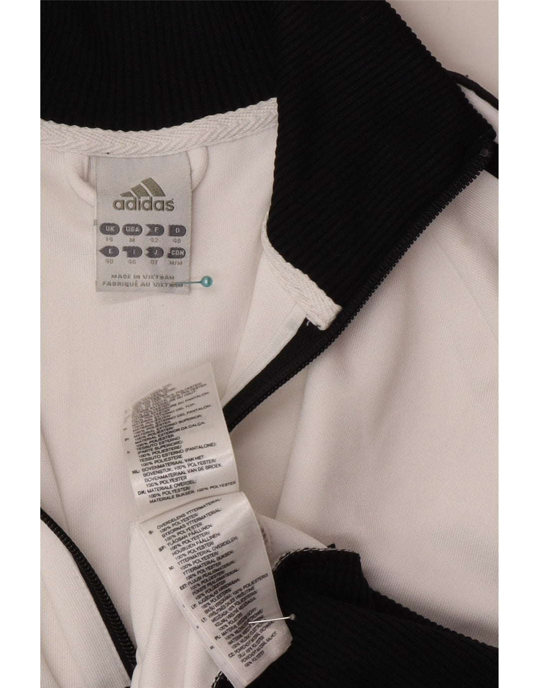 Женский укороченный спортивный костюм Adidas UK 14 средний Белый с цветными блоками