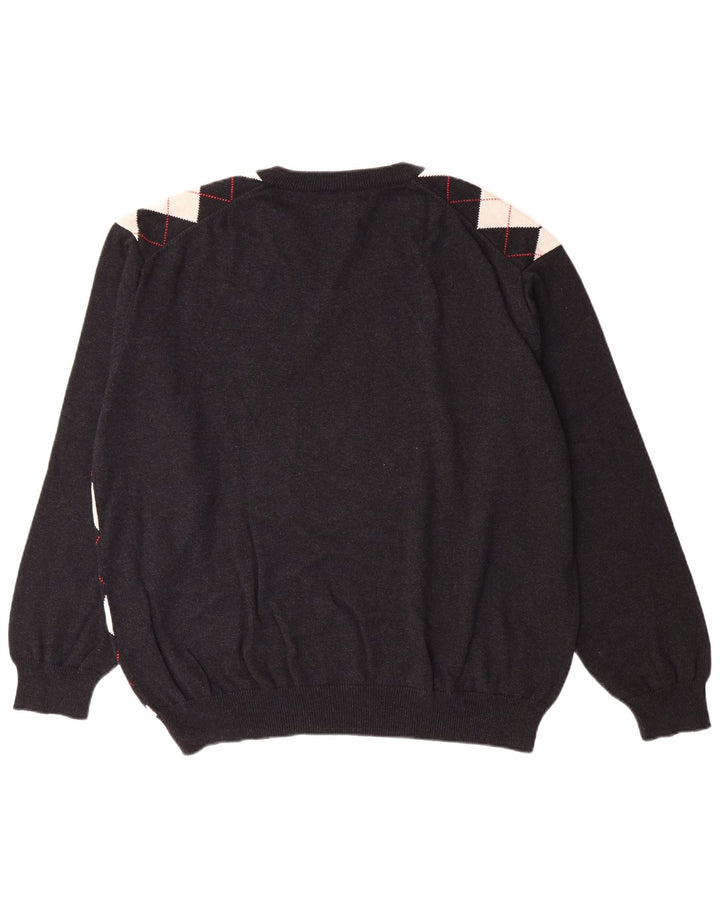 Мужской джемпер LACOSTE с v-образным вырезом, размер 8, 3XL, черный, хлопок с узором аргайл/ромб