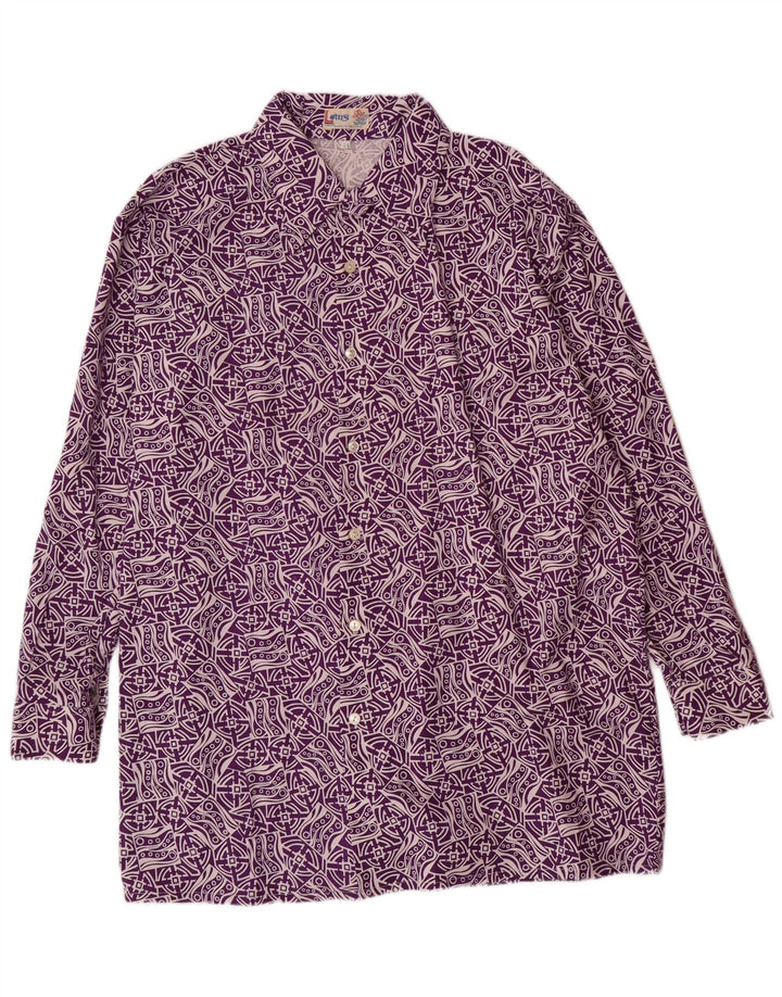 VINTAGE Мужская рубашка с абстрактным узором, размер 44 XL, фиолетовая