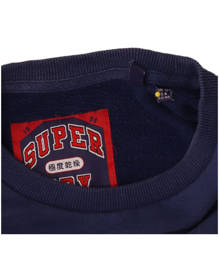 Женский джемпер большого размера с рисунком Superdry UK 12, средний темно-синий