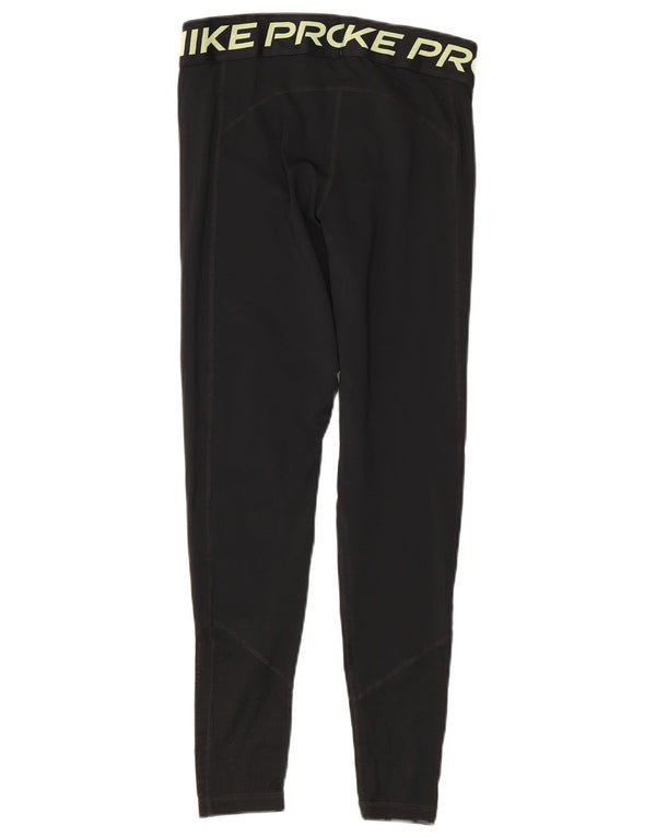 Женские леггинсы с рисунком Nike Dri Fit UK 12, средний черный, полиэстер