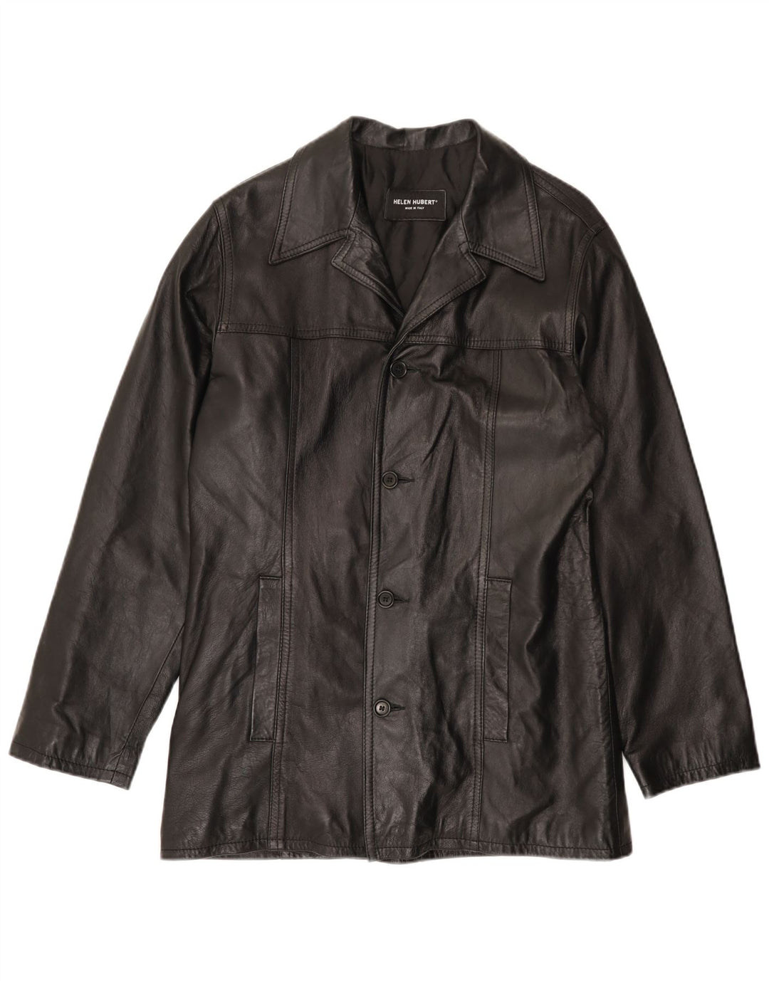 HELEN HUBERT Мужская кожаная куртка UK 38 средний черный кожаный