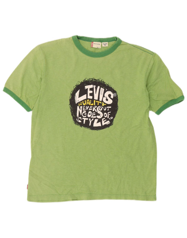 Женская футболка с рисунком Levi's Top UK 16, большой зеленый хлопок