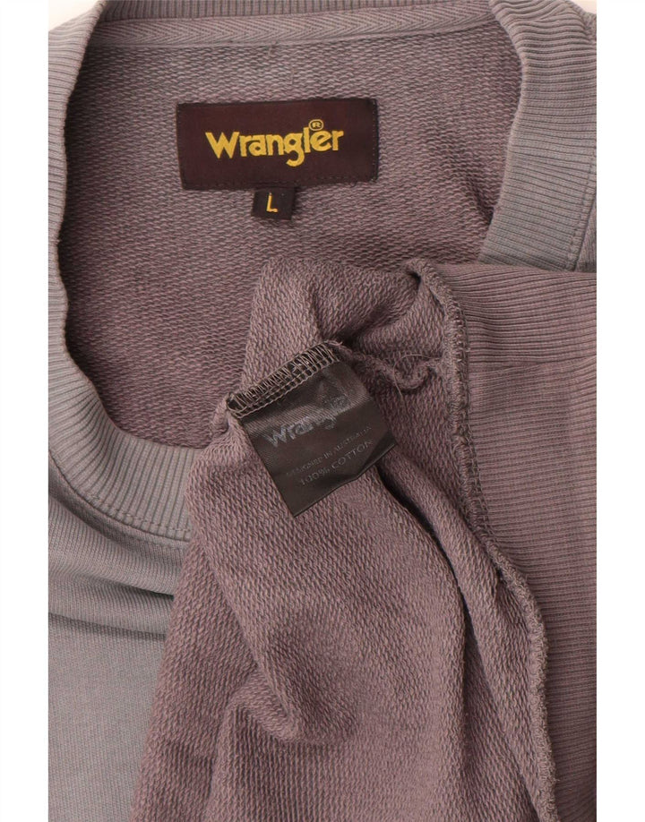 Мужской свитшот с рисунком Wrangler, большой серый хлопковый джемпер