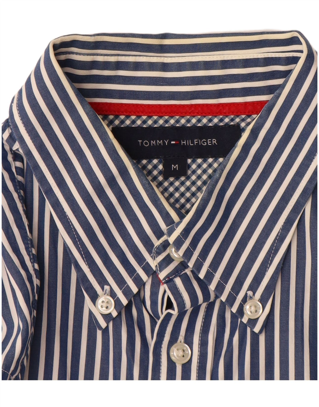Мужская рубашка Tommy Hilfiger в тонкую полоску среднего синего цвета, хлопок