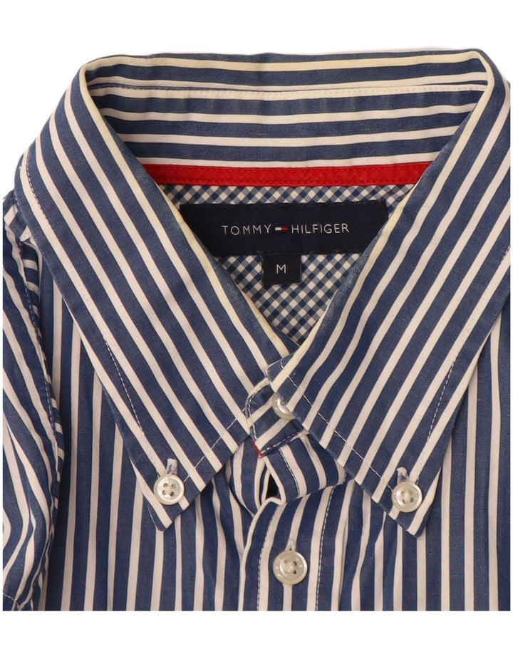 Мужская рубашка Tommy Hilfiger в тонкую полоску среднего синего цвета, хлопок