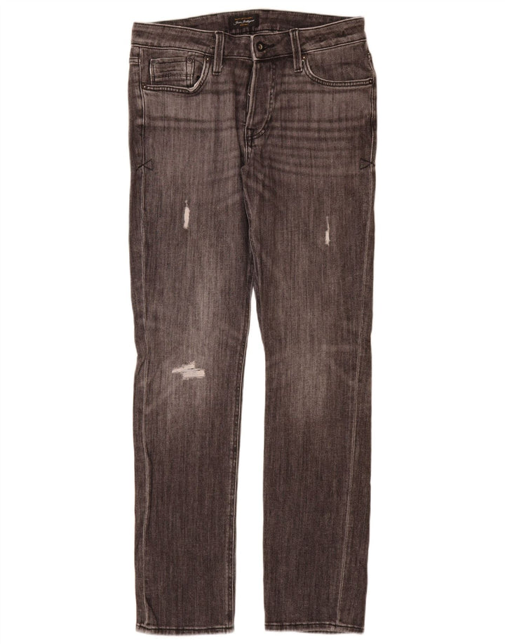 Мужские потертые узкие джинсы Jack & Jones W31 L34, серый хлопок