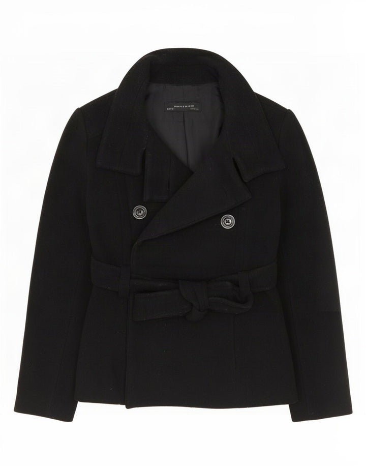 Женское бушлат Zara UK 12, средний черный, шерсть