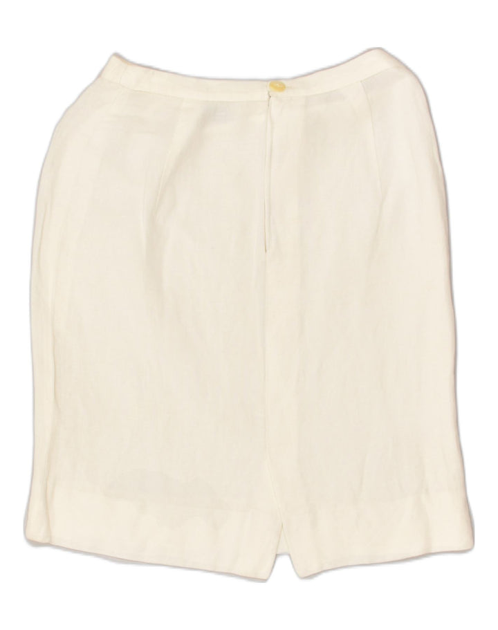 LUISA SPAGNOLI Womens Straight Skirt W26 Small White Linen | Vintage Luisa Spagnoli | Thrift | Second-Hand Luisa Spagnoli | Used Clothing | Messina Hembry 