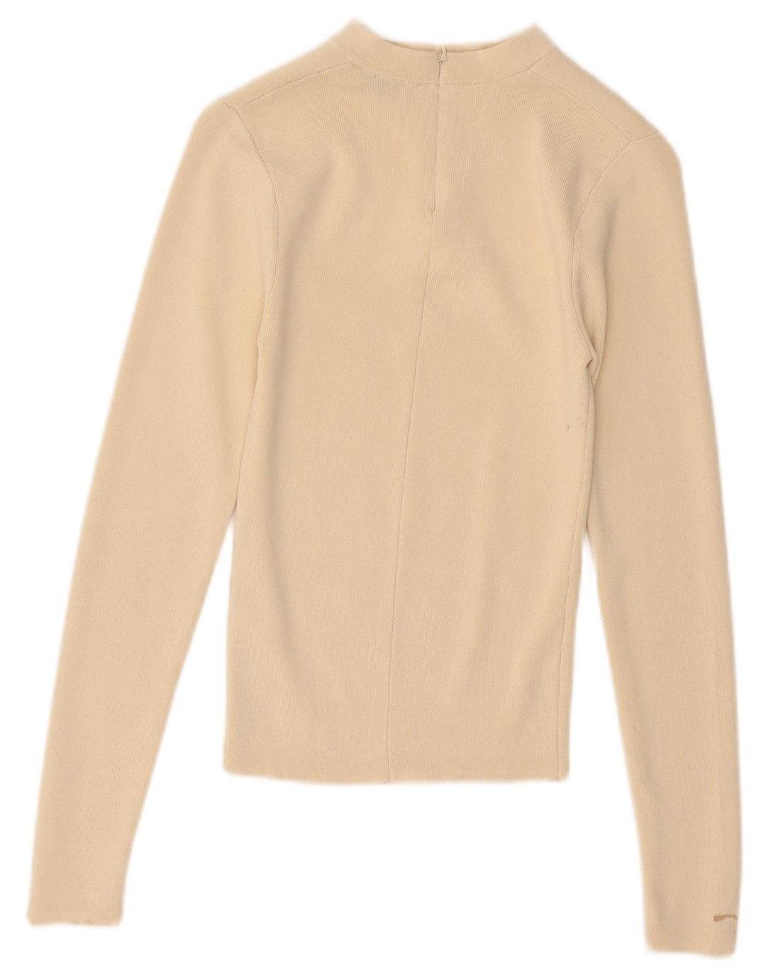 ZARA Womens Crop Top Long Sleeve UK 8 Small Beige Viscose