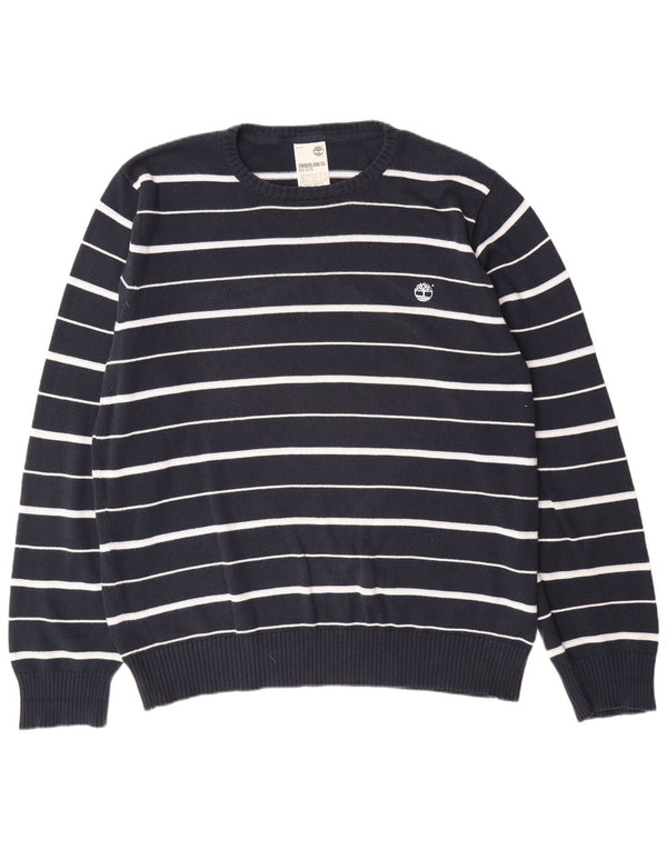 TIMBERLAND Мужской свитер с круглым вырезом XL, темно-синий в полоску, хлопок